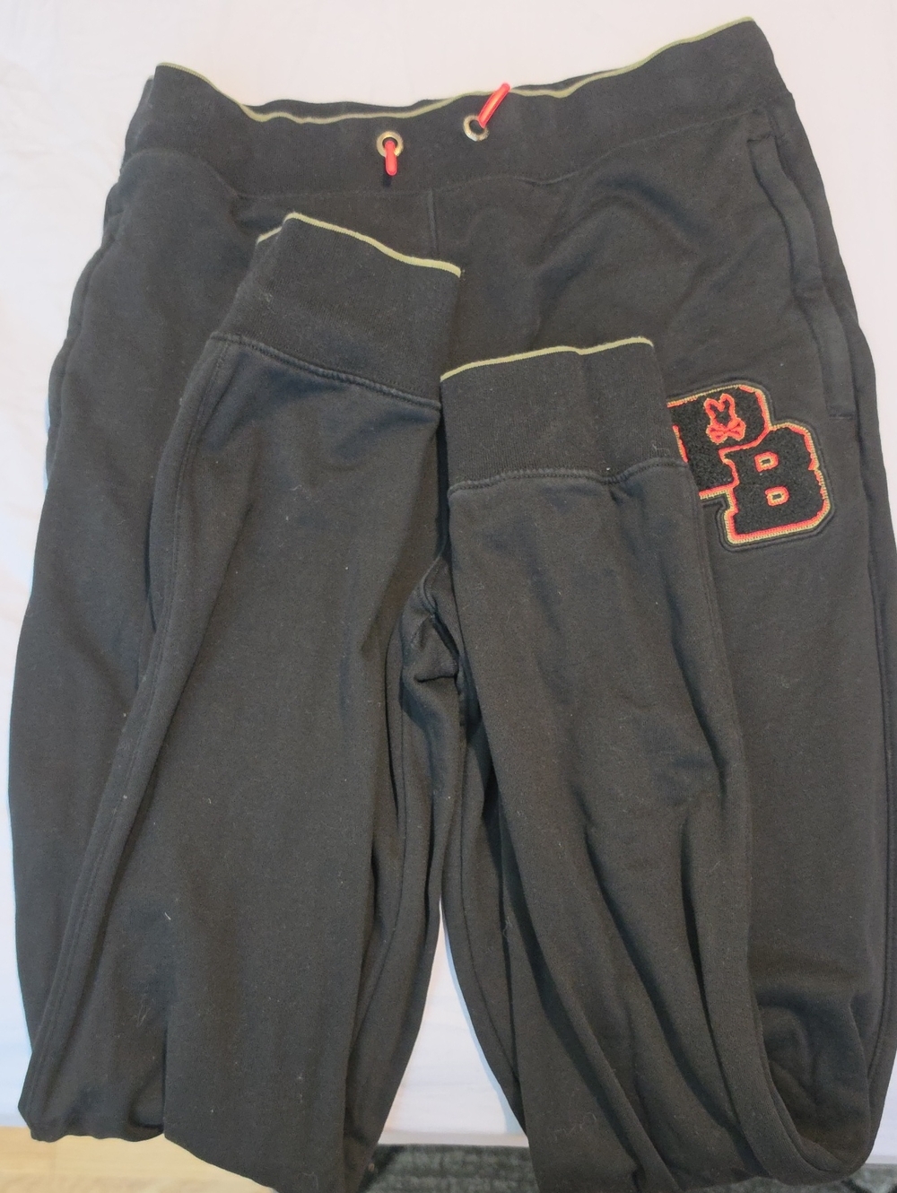 Psycho Bunny Black Joggers with Red Logo & Neon Trim